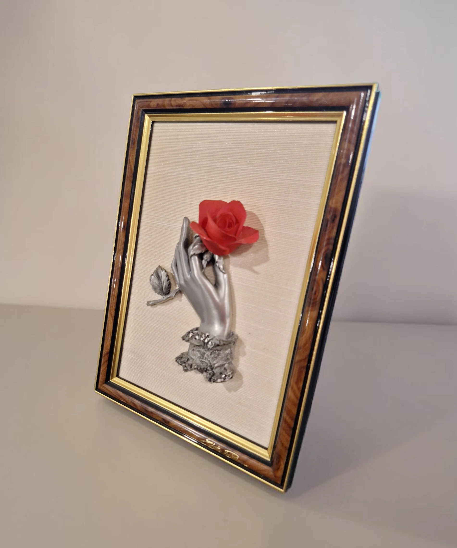 TABLOU DECORATIV LES ETAINS DU PRINCE – RELIEF 3D CU TRANDAFIR (15x20 cm) - imagine 3