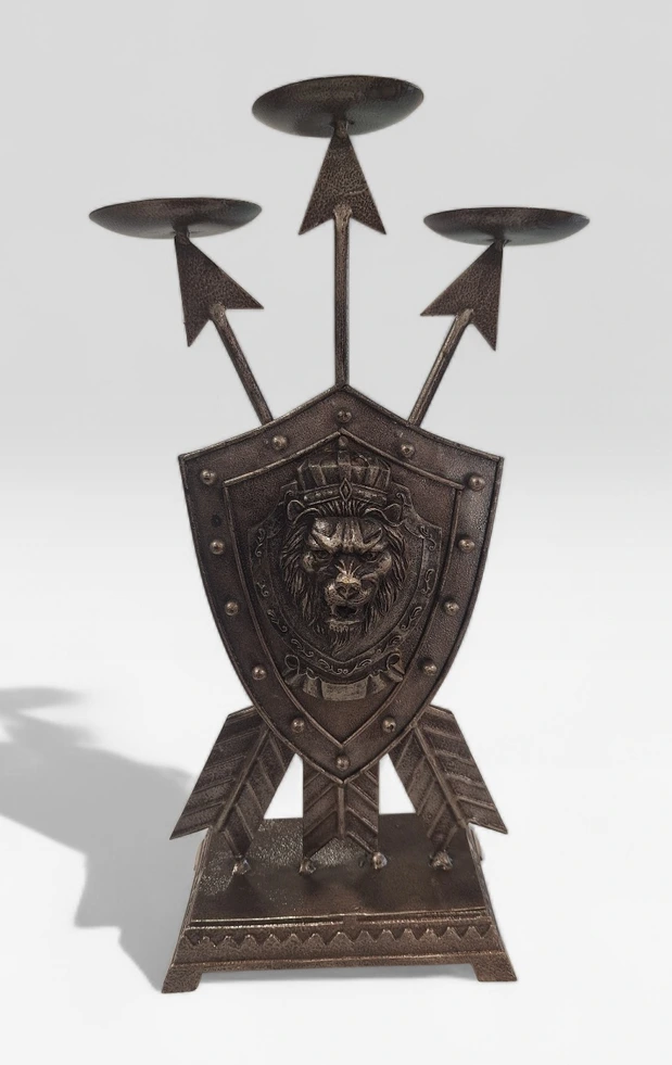 suport lumanari medieval leu metal
