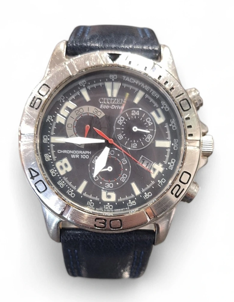 Ceas Citizen Eco Drive cronograf solar WR100 - imagine 3