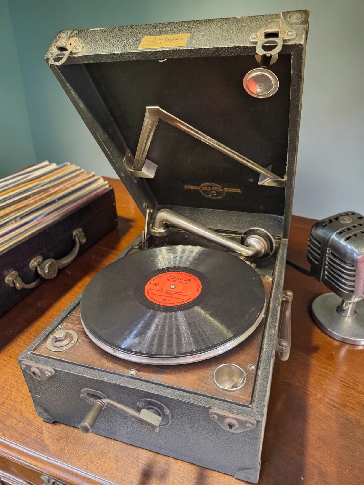 Patefon Columbia vintage original gramofon portabil cu manivela - imagine 4