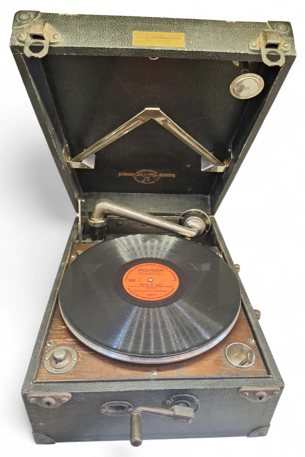 Patefon Columbia vintage original gramofon portabil cu manivela - imagine 7