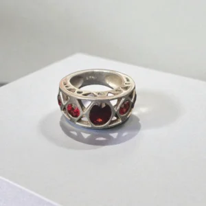 inel argint 925 pietre rosii