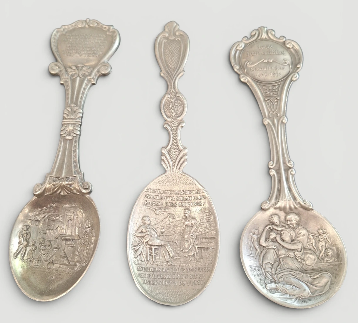 Set 3 Linguri Decorative Vintage din Zinc 999 – Germania / Olanda - imagine 4
