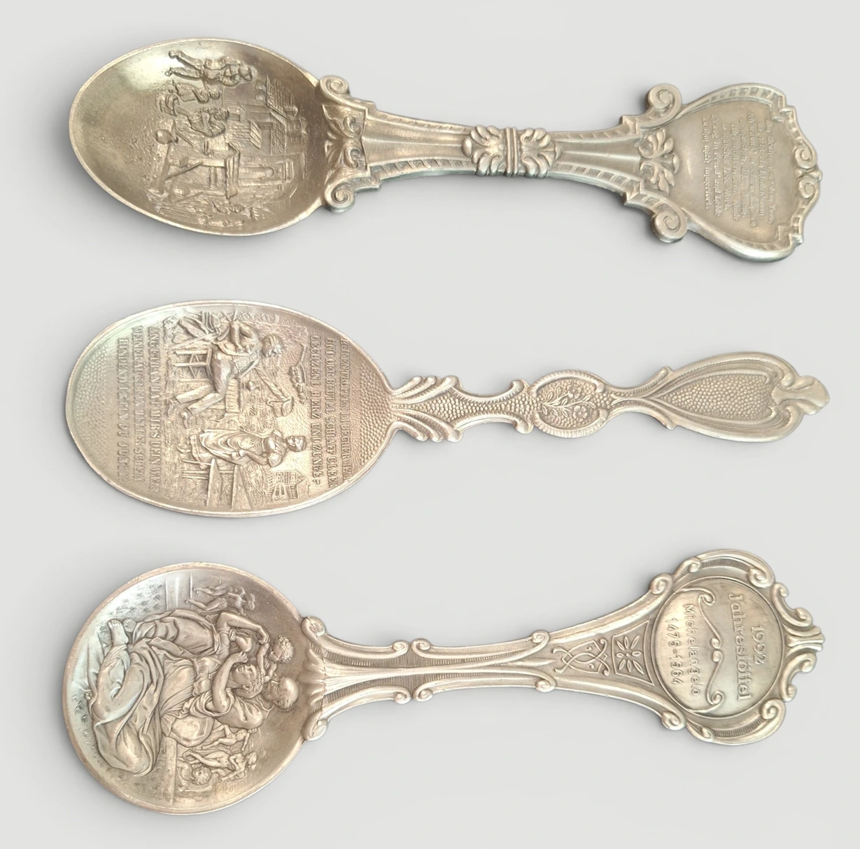 Set 3 Linguri Decorative Vintage din Zinc 999 – Germania / Olanda - imagine 3