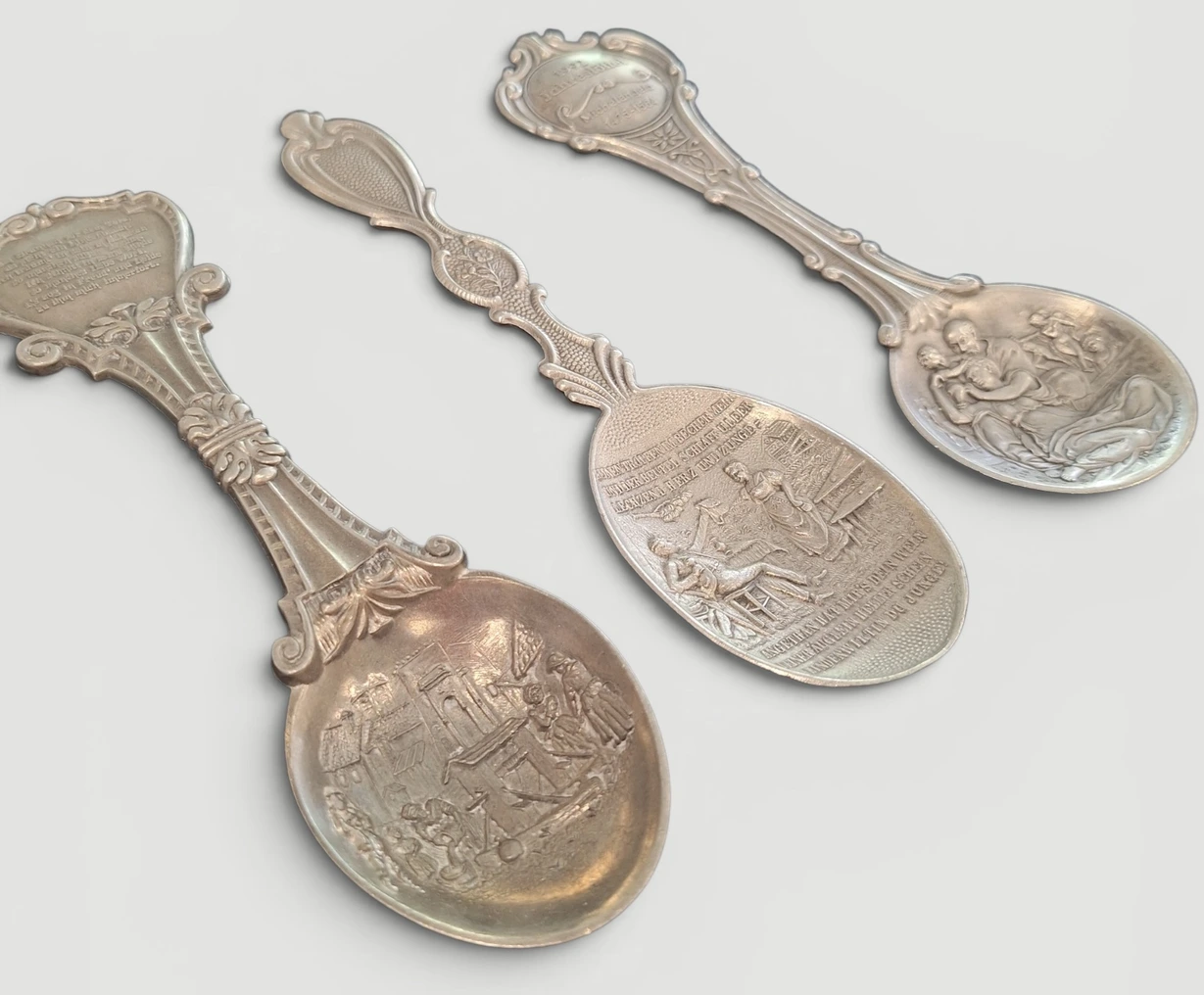 Set 3 Linguri Decorative Vintage din Zinc 999 – Germania / Olanda - imagine 2