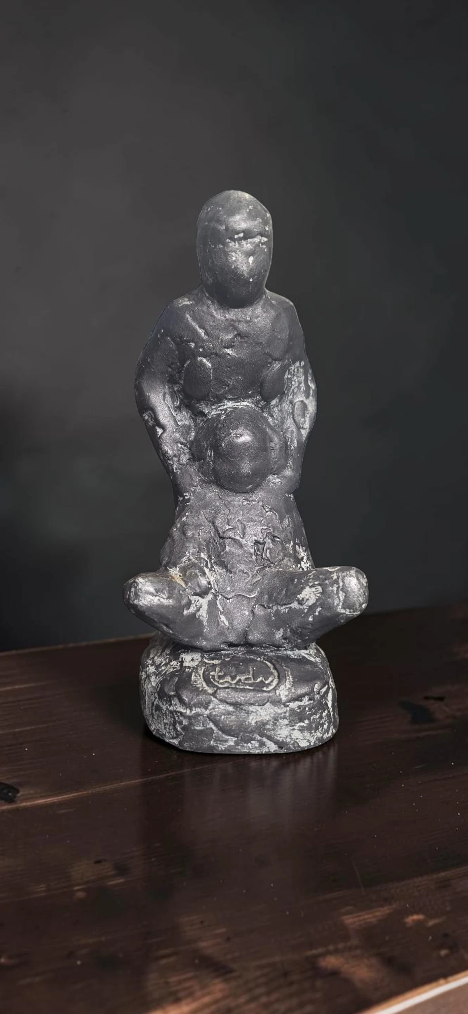 Statuetă Vintage Sculptură Abstractă Mamă și Copil - imagine 5