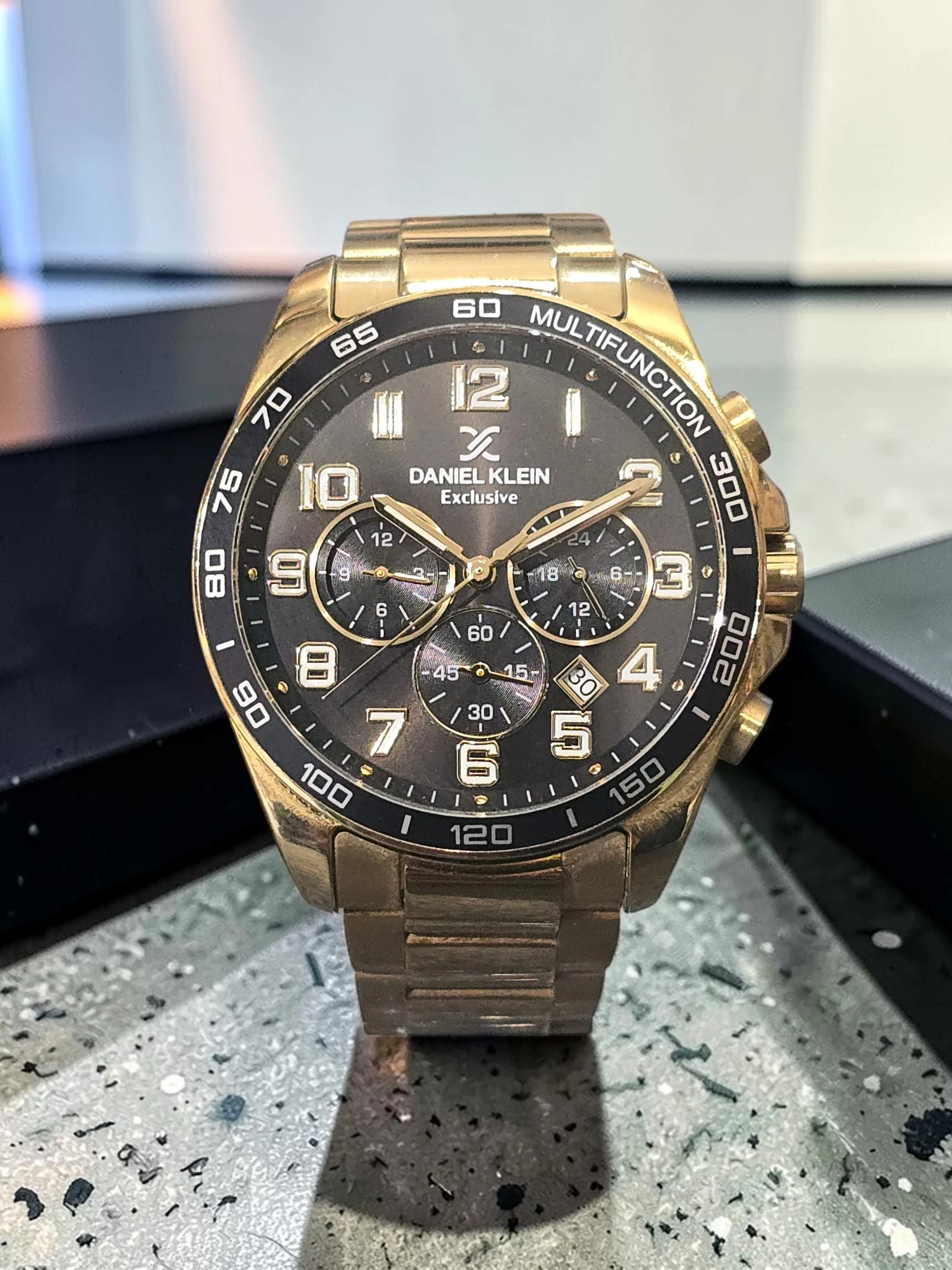 ceas daniel klein exclusive multifunction auriu negru