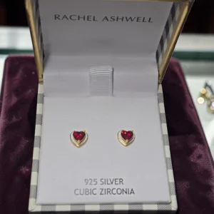 cercei inimioara argint 925 zirconiu rosu Rachel Ashwell