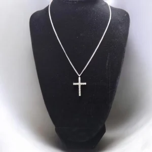 lănțișor din argint 925 cu pandantiv cruce și zirconii