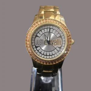 ceas Just Cavalli damă auriu cu cristale decorative