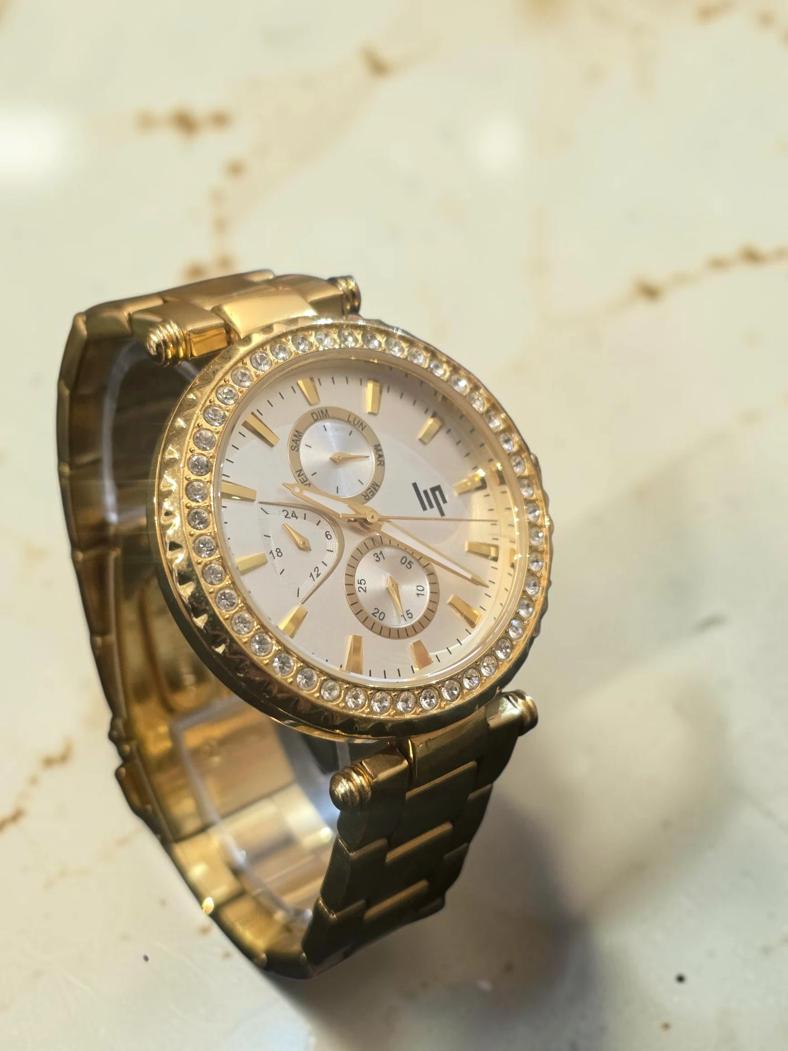 Ceas Lip Damă Gold Crystal – Chronograph Fashion Style - imagine 3