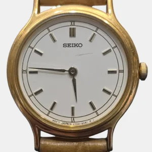 ceas Seiko damă vintage gold tone cu curea piele