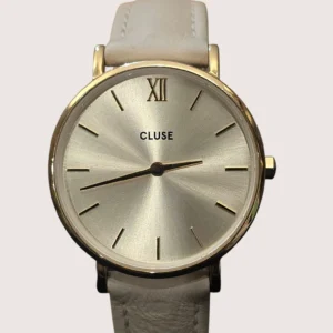 ceas damă Cluse 28mm rose gold cu curea bej