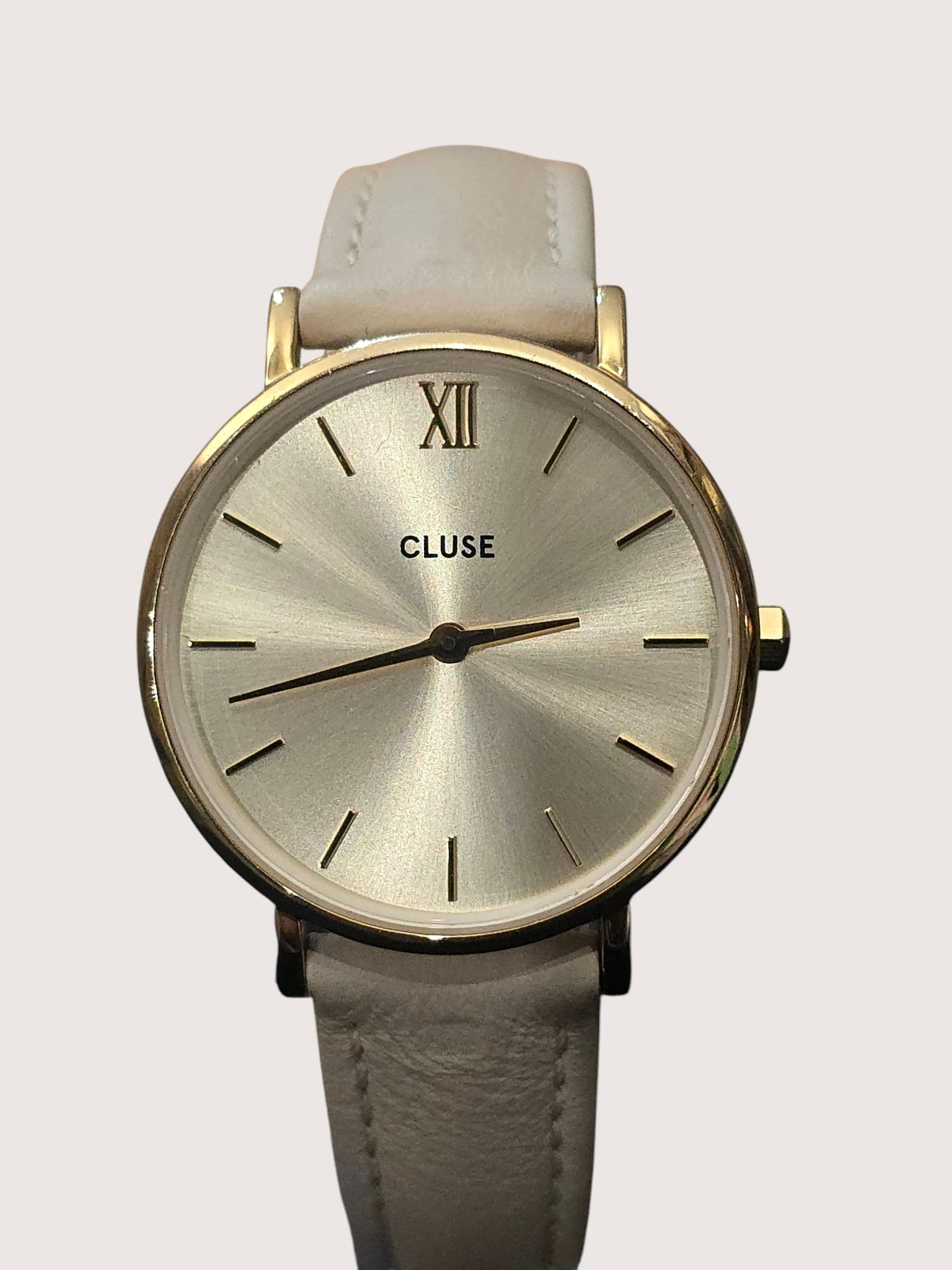 ceas damă Cluse 28mm rose gold cu curea bej