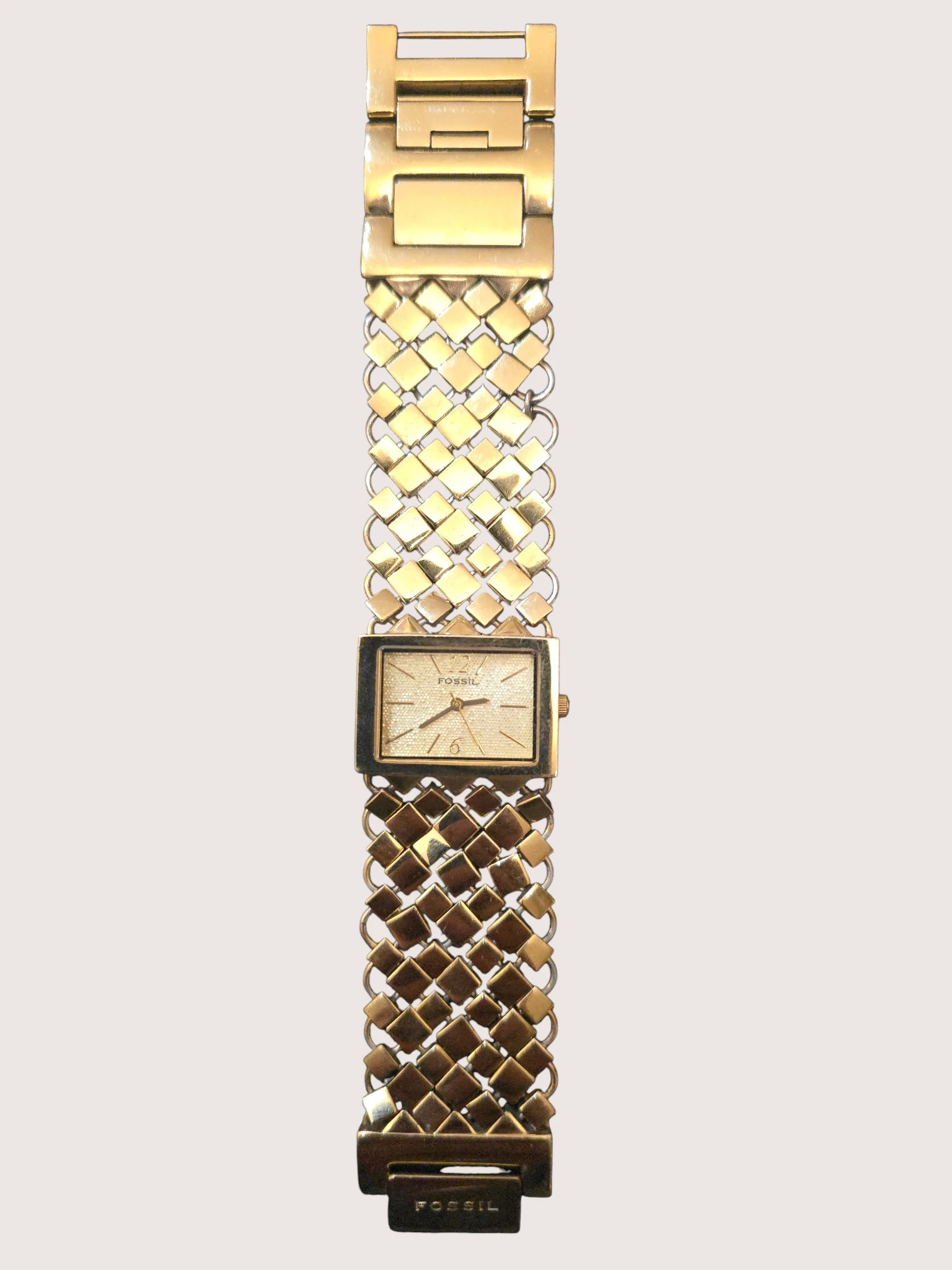 ceas damă Fossil vintage gold tone rectangular