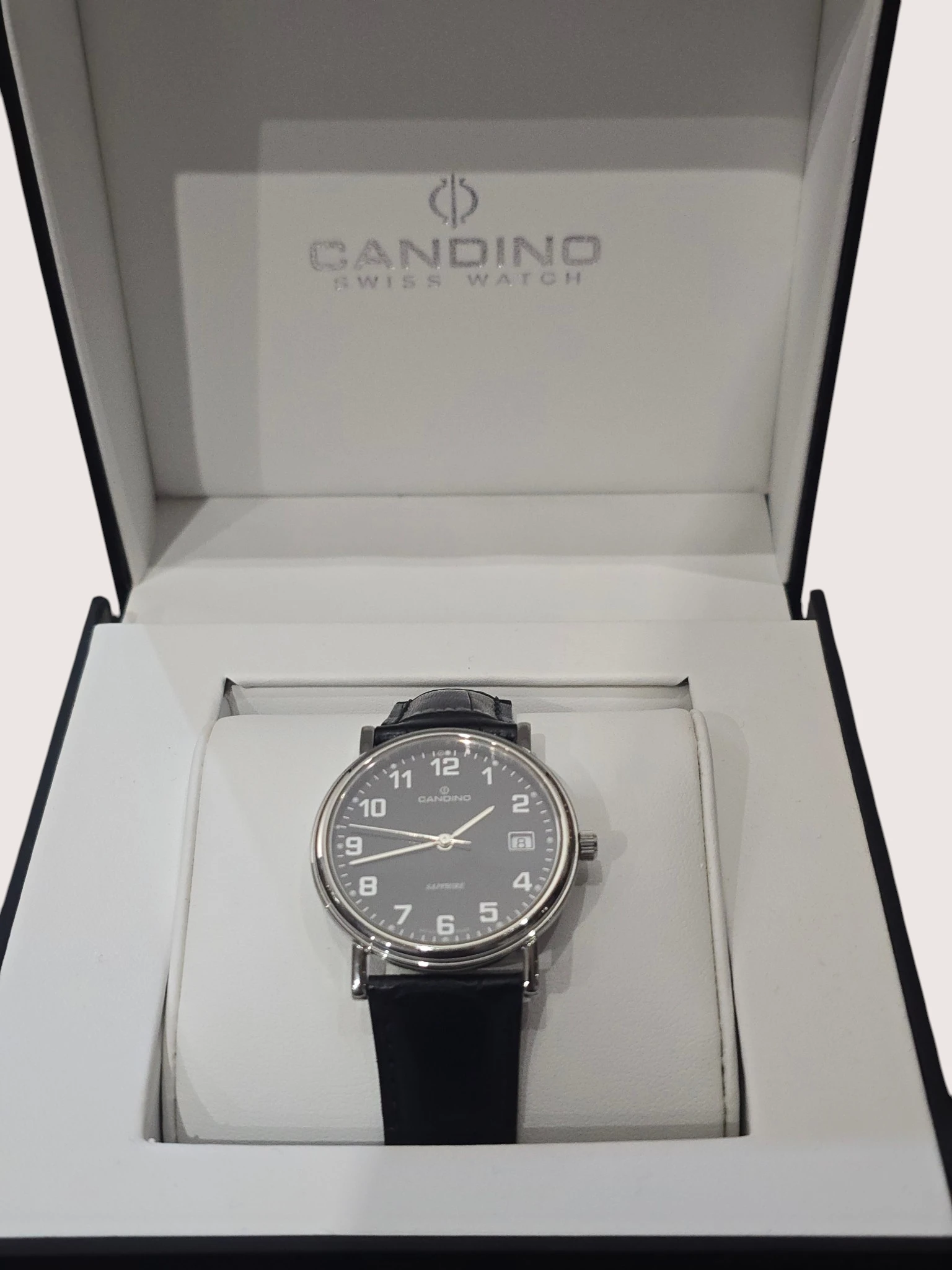 Ceas Candino Sapphire Swiss Made Black Dial Leather Strap - imagine 2