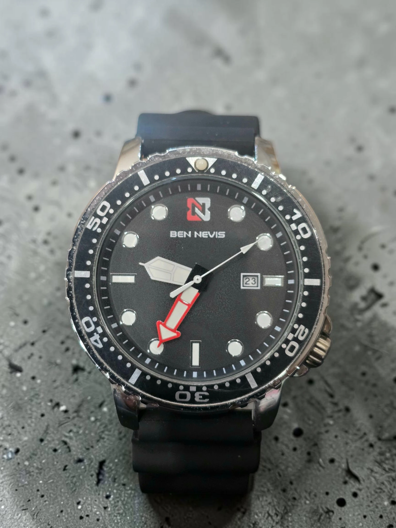 ceas Ben Nevis diver style black red pentru bărbați
