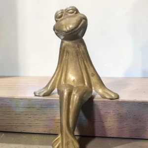 figurină broască din alamă vintage 15cm