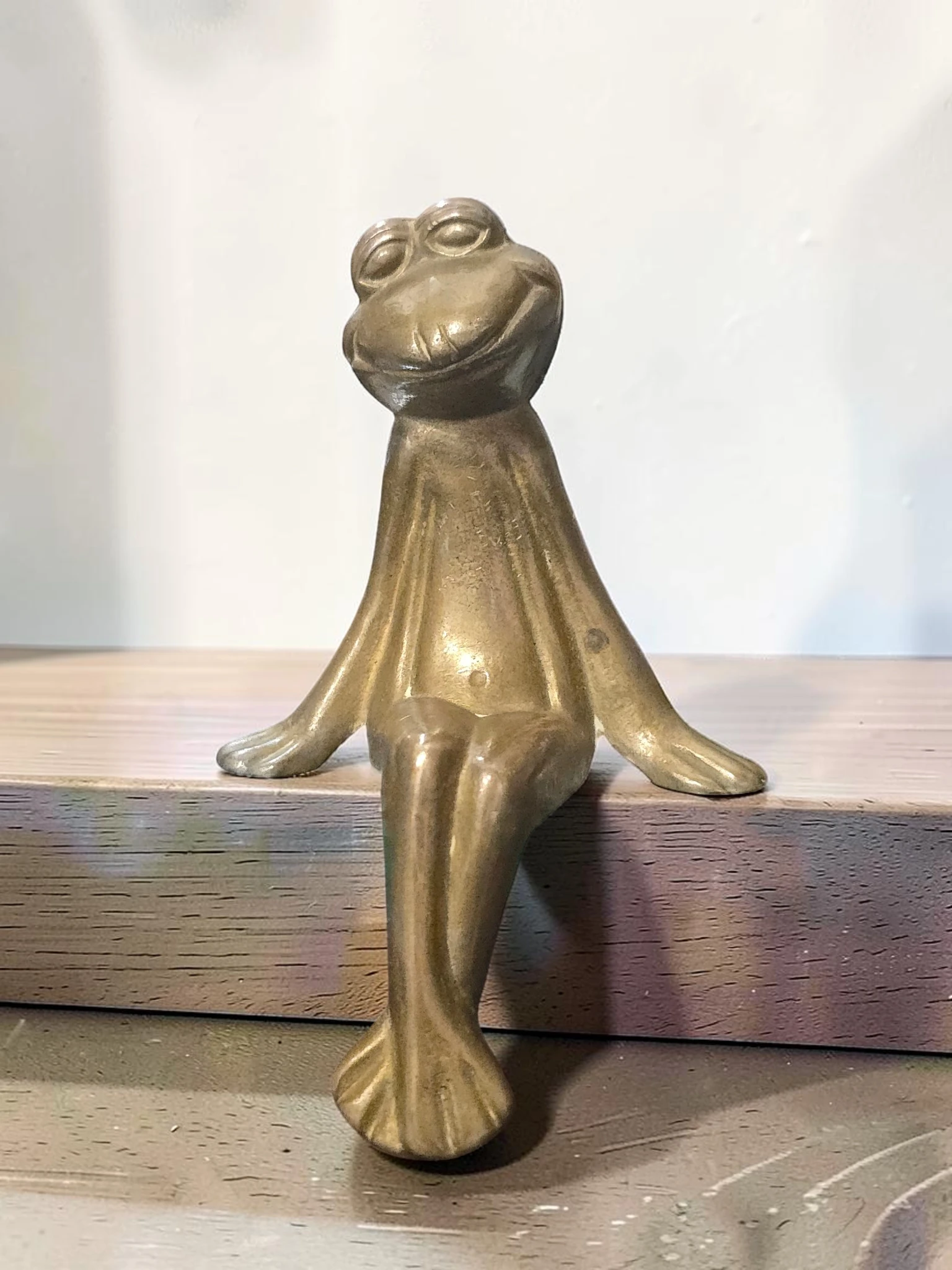 figurină broască din alamă vintage 15cm